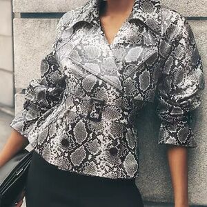 Ann Taylor Snake Print Crop Trench Coat XXL